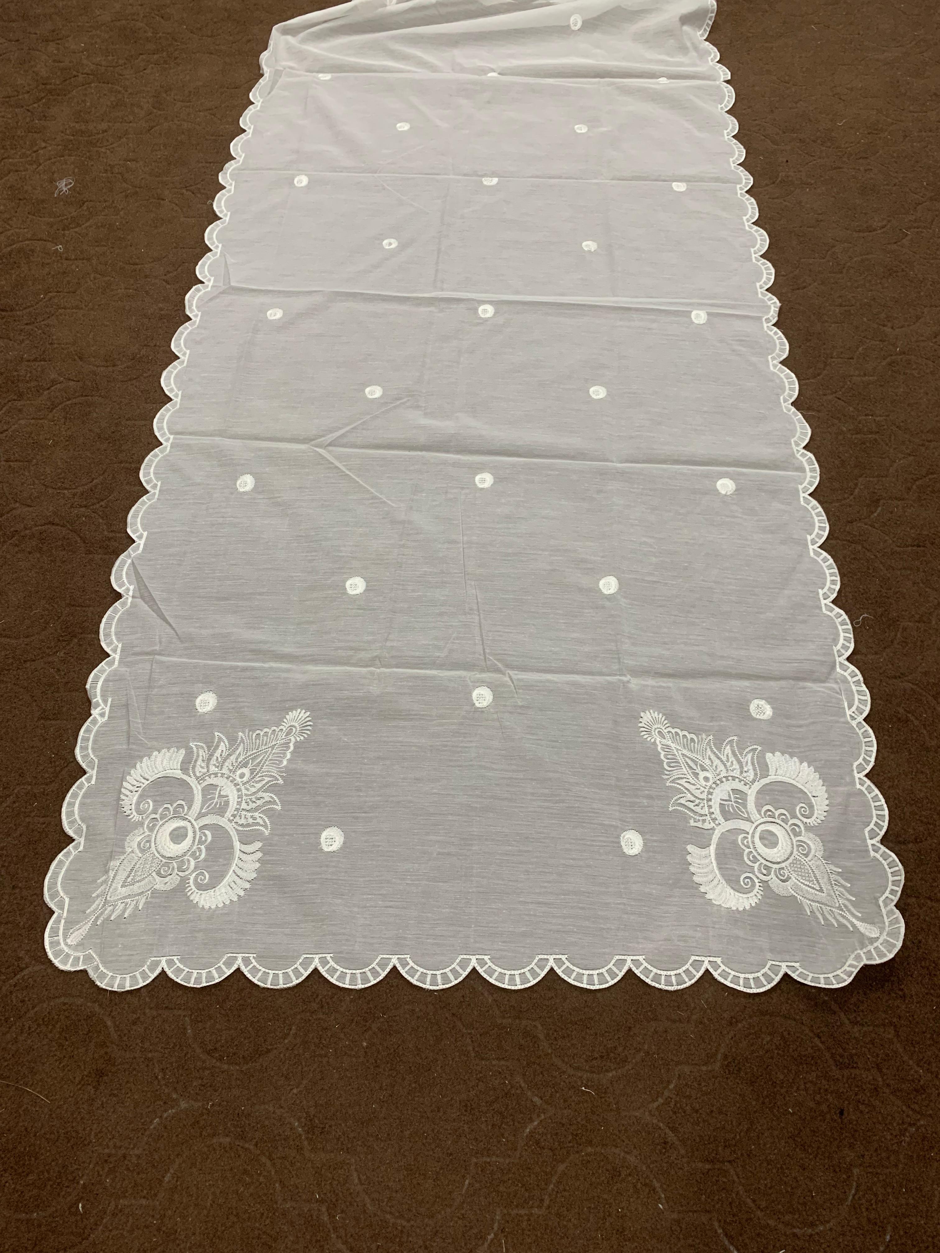 Premium Dyeable Voile Lawn Dupatta – 4 Side Cutwork Embroidered