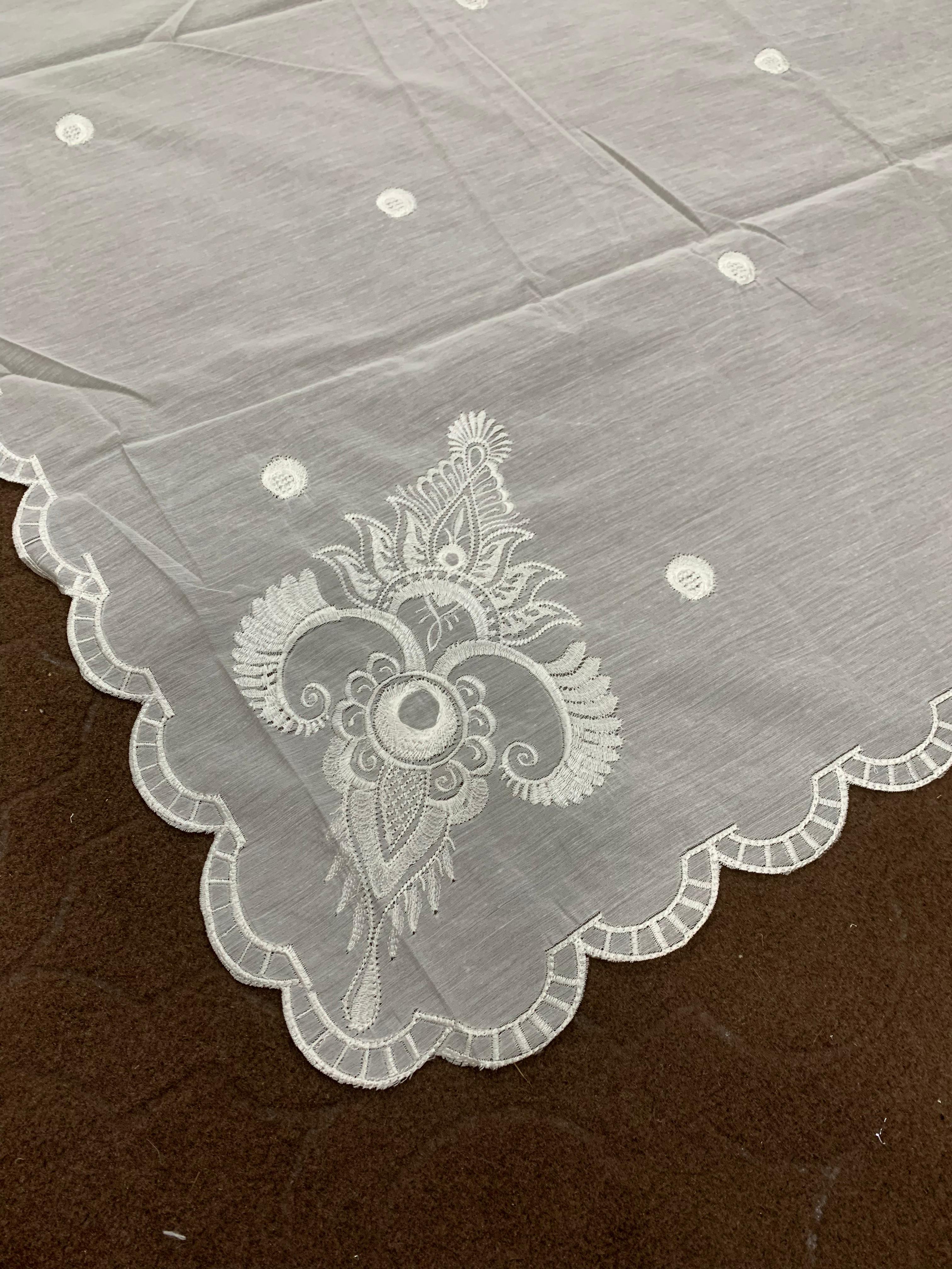 Premium Dyeable Voile Lawn Dupatta – 4 Side Cutwork Embroidered